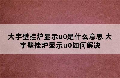 大宇壁挂炉显示u0是什么意思 大宇壁挂炉显示u0如何解决